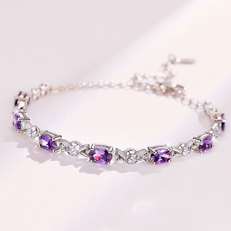 Luxury amethyst bracelet with diamond details in soft studio lighting