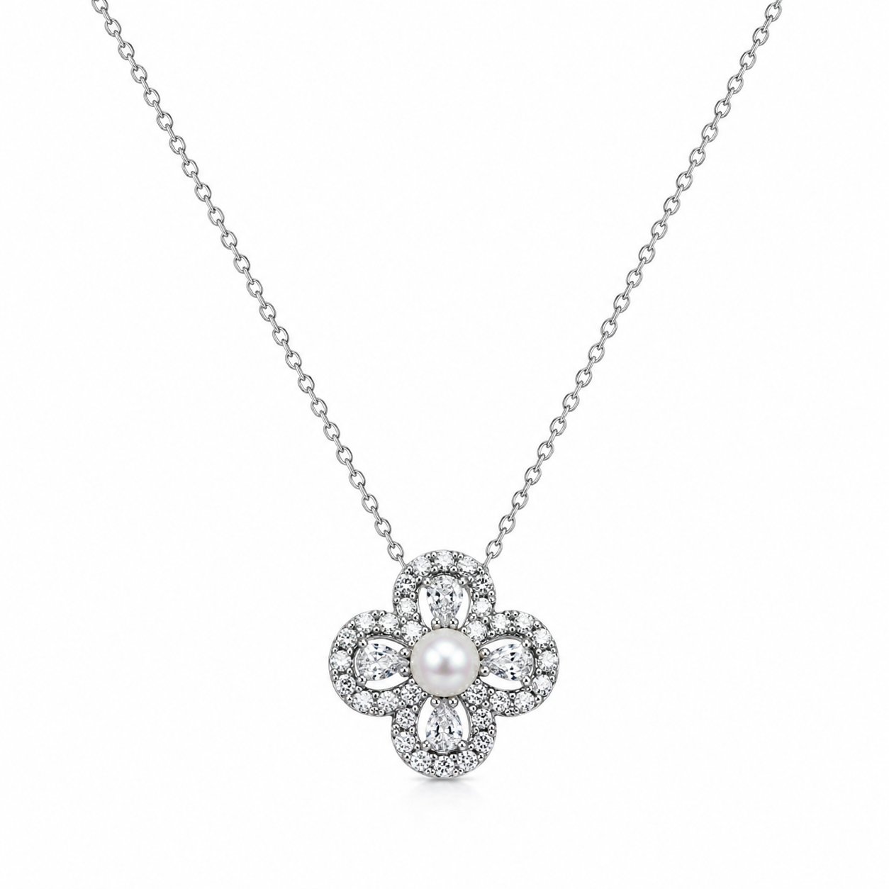 Aurelia Pearl Clover Pendant Necklace