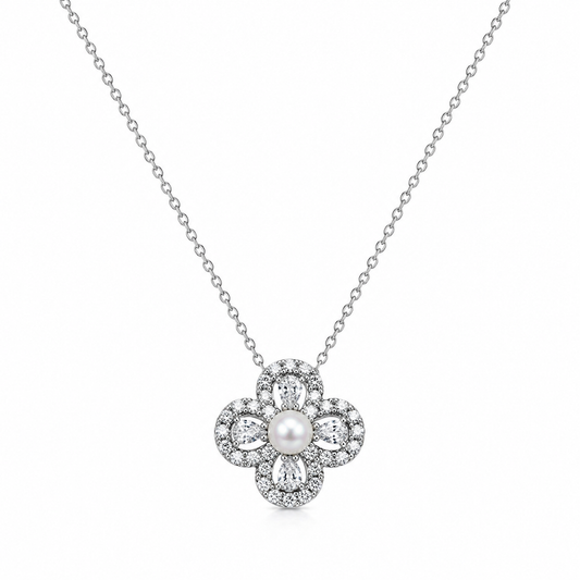 Aurelia Pearl Clover Pendant Necklace