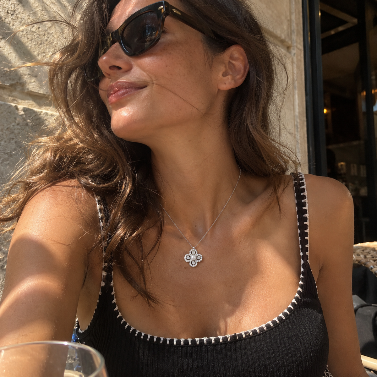 Aurelia Pearl Clover Pendant Necklace