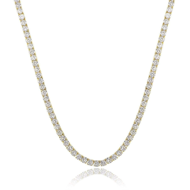 Aeterna Jewelry gold tennis necklace with round-cut white stones on white background